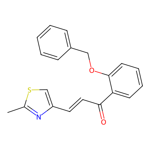 (2E)-1-[2-(benzyloxy)phenyl]-3-(2-methyl-1,3-thiazol-4-yl)prop-2-en-1-one structure
