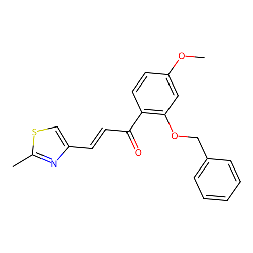 (2E)-1-[2-(benzyloxy)-4-methoxyphenyl]-3-(2-methyl-1,3-thiazol-4-yl)prop-2-en-1-one structure