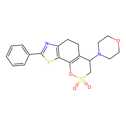 4-(4-Morpholinyl)-8-phenyl-3,4,5,6-tetrahydro(1,2)oxathiino(5,6-g)(1,3)benzothiazole 2,2-dioxide structure