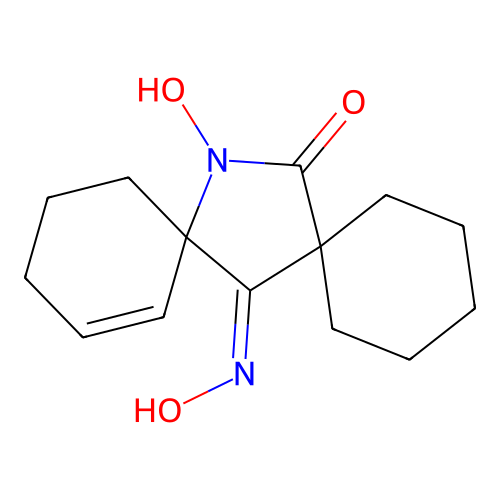 14-Hydroxy-7-hydroxyimino-14-azadispiro[5.1.58.26]pentadec-12-en-15-one structure