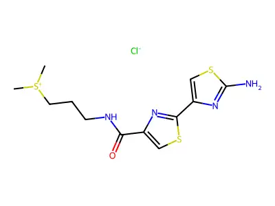(3-(((2'-Amino(2,4'-bithiazol)-4-yl)carbonyl)amino)propyl)dimethylsulfonium chloride structure
