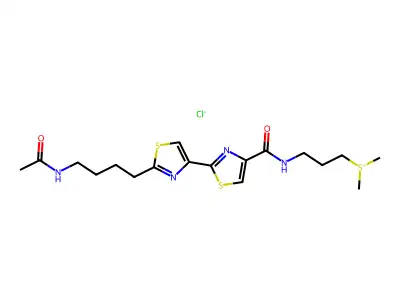 (3-(((2'-(4-(Acetylamino)butyl)(2,4'-bithiazol)-4-yl)carbonyl)amino)propyl)dimethylsulfonium chloride structure
