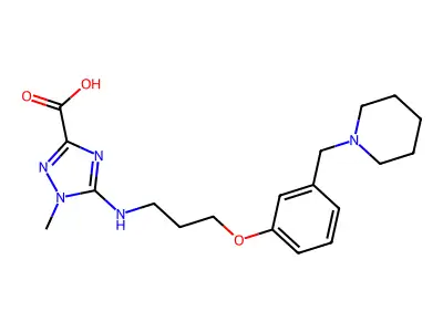 1-Methyl-5-((3-(3-(1-piperidinylmethyl)phenoxy)propyl)amino)-1H-1,2,4-triazole-3-carboxylic acid structure