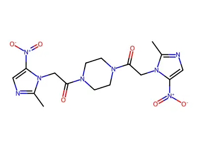 Piperazine, 1,4-bis((2-methyl-5-nitro-1H-imidazol-1-yl)acetyl)- structure