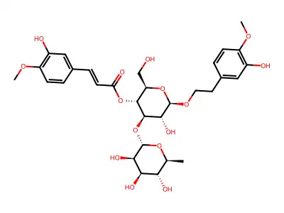 [(2R,3R,4R,5R,6R)-5-hydroxy-6-[2-(3-hydroxy-4-methoxyphenyl)ethoxy]-2-(hydroxymethyl)-4-[(2S,3R,4R,5R,6S)-3,4,5-trihydroxy-6-methyloxan-2-yl]oxyoxan-3-yl] 3-(3-hydroxy-4-methoxyphenyl)prop-2-enoate structure