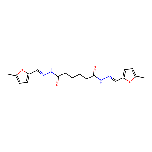 Hexanedioic acid, 1,6-bis[2-[(5-methyl-2-furanyl)methylene]hydrazide] structure