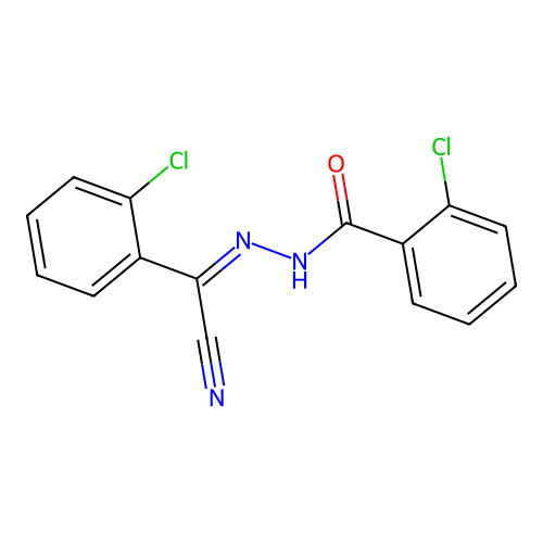 2-chloro-N-[(2-chlorobenzoyl)amino]benzenecarboximidoyl cyanide structure