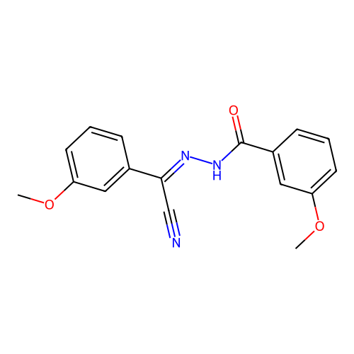 3-methoxy-N-[(3-methoxybenzoyl)amino]benzenecarboximidoyl cyanide structure