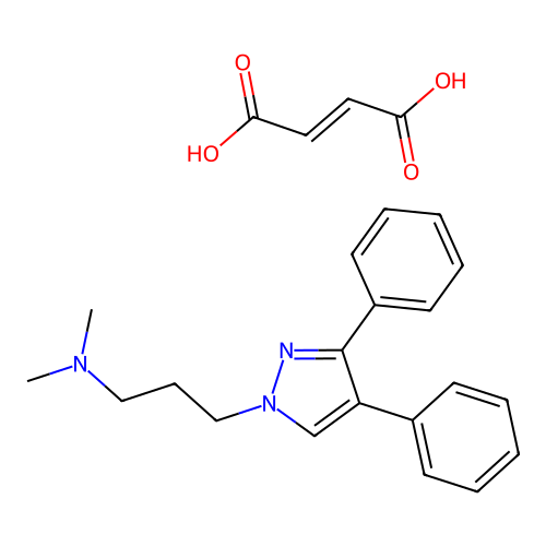 but-2-enedioic acid;3-(3,4-diphenylpyrazol-1-yl)-N,N-dimethylpropan-1-amine structure