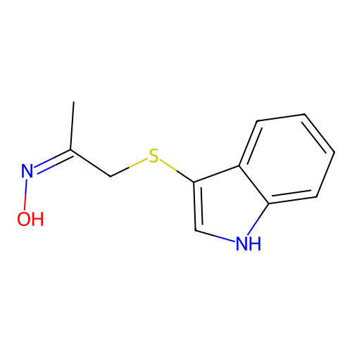 (NZ)-N-[1-(1H-indol-3-ylsulfanyl)propan-2-ylidene]hydroxylamine structure