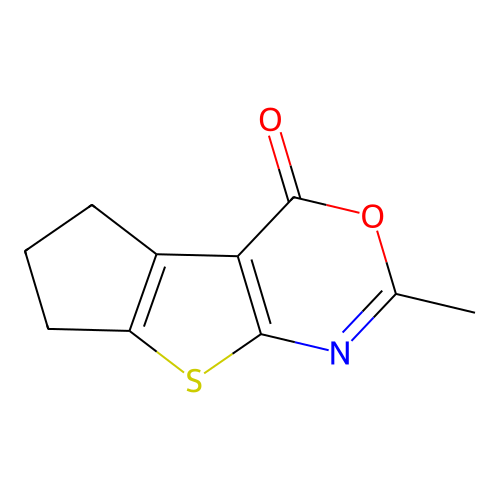 2-methyl-6,7-dihydro-4H,5H-cyclopenta[4,5]thieno[2,3-d][1,3]oxazin-4-one structure