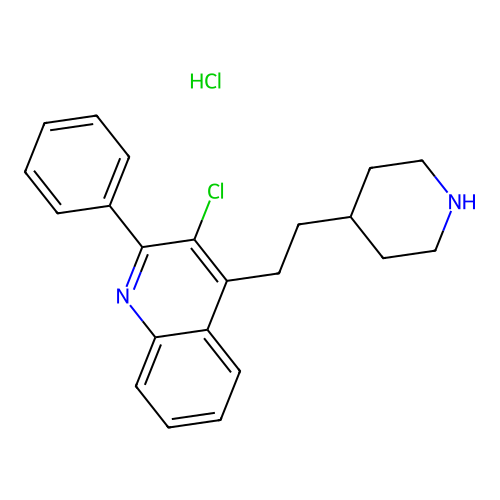 Quinoline, 3-chloro-2-phenyl-4-(2-(4-piperidinyl)ethyl)-, hydrochloride structure