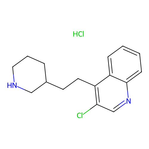 Quinoline, 3-chloro-4-(2-(3-piperidinyl)ethyl)-, hydrochloride (1:1) structure