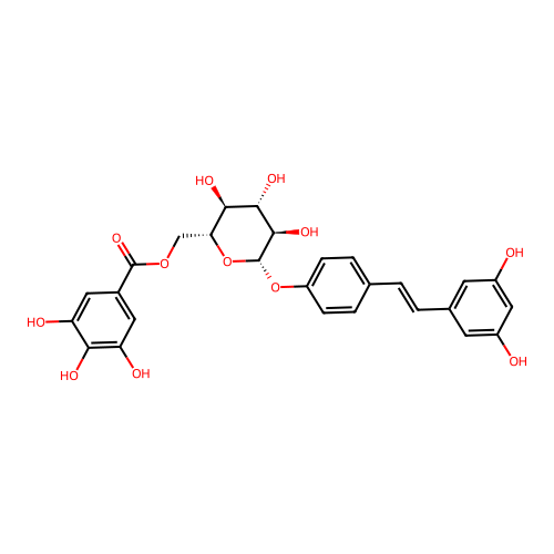 Resveratrol 4'-(6-galloylglucoside) structure