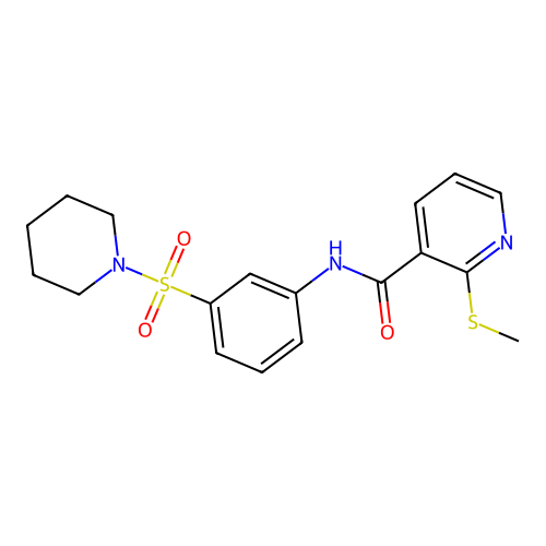 2-methylsulfanyl-N-(3-piperidin-1-ylsulfonylphenyl)pyridine-3-carboxamide structure