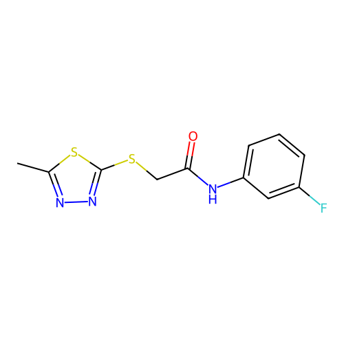 N-(3-fluorophenyl)-2-[(5-methyl-1,3,4-thiadiazol-2-yl)sulfanyl]acetamide structure