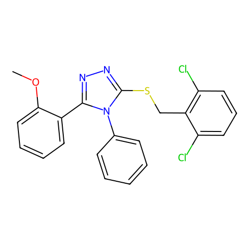 3-[(2,6-dichlorobenzyl)sulfanyl]-5-(2-methoxyphenyl)-4-phenyl-4H-1,2,4-triazole structure