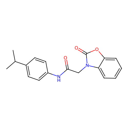 2-(2-oxo-1,3-benzoxazol-3-yl)-N-(4-propan-2-ylphenyl)acetamide structure
