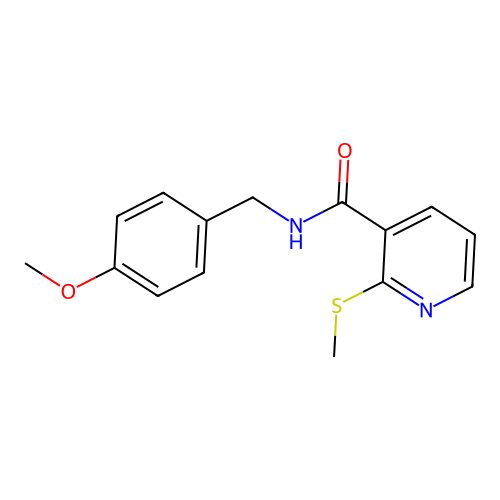 N-[(4-methoxyphenyl)methyl]-2-(methylsulfanyl)pyridine-3-carboxamide structure