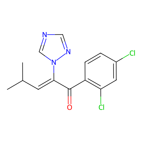 (2Z)-1-(2,4-dichlorophenyl)-4-methyl-2-(1H-1,2,4-triazol-1-yl)pent-2-en-1-one structure