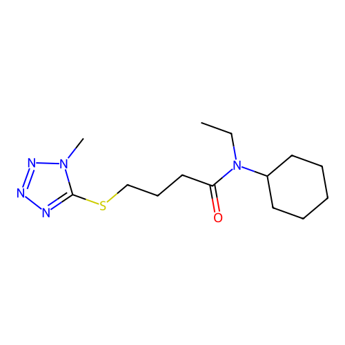 Butanamide, N-cyclohexyl-N-ethyl-4-((1-methyl-1H-tetrazol-5-yl)thio)- structure