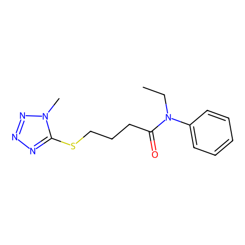 Butanamide, N-ethyl-4-((1-methyl-1H-tetrazol-5-yl)thio)-N-phenyl- structure
