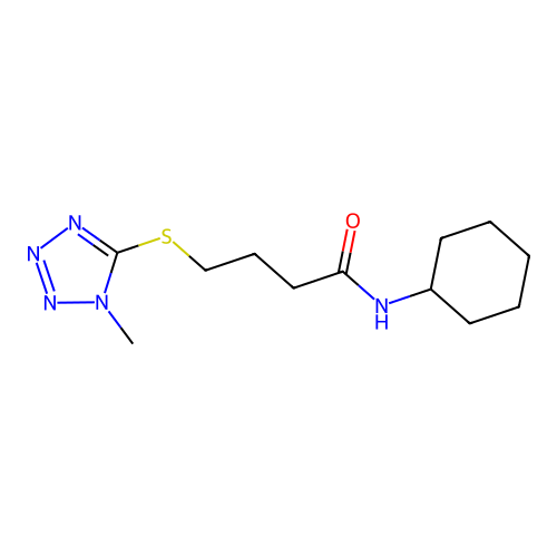 Butanamide, N-cyclohexyl-4-((1-methyl-1H-tetrazol-5-yl)thio)- structure