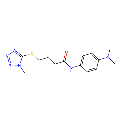 Butanamide, N-(4-(dimethylamino)phenyl)-4-((1-methyl-1H-tetrazol-5-yl)thio)- structure