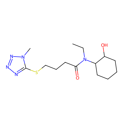Butanamide, N-ethyl-N-(2-hydroxycyclohexyl)-4-((1-methyl-1H-tetrazol-5-yl)thio)- structure