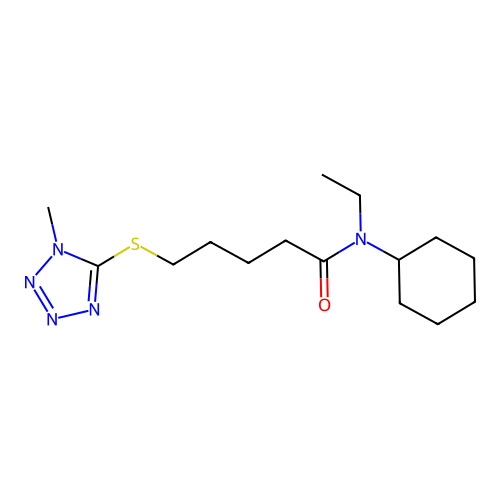Pentanamide, N-cyclohexyl-N-ethyl-5-((1-methyl-1H-tetrazol-5-yl)thio)- structure