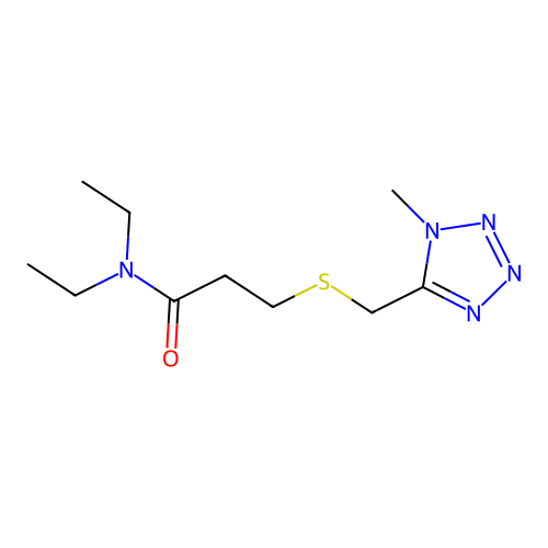 Propanamide, N,N-diethyl-3-(((1-methyl-1H-tetrazol-5-yl)methyl)thio)- structure