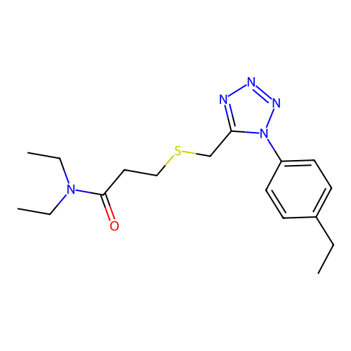Propanamide, N,N-diethyl-3-(((1-(4-ethylphenyl)-1H-tetrazol-5-yl)methyl)thio)- structure