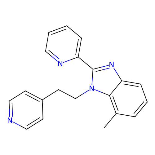 7-Methyl-2-pyridin-2-yl-1-(2-pyridin-4-ylethyl)benzimidazole structure