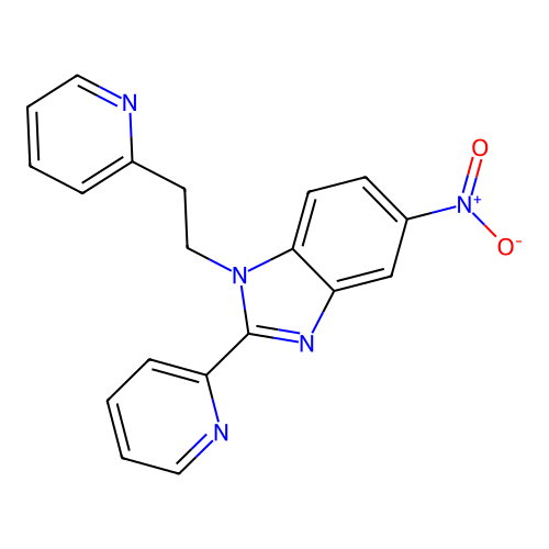 5-Nitro-2-pyridin-2-yl-1-(2-pyridin-2-ylethyl)benzimidazole structure