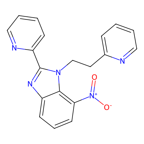 7-Nitro-2-pyridin-2-yl-1-(2-pyridin-2-ylethyl)benzimidazole structure