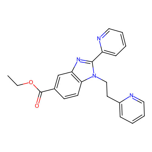 Ethyl 2-pyridin-2-yl-1-(2-pyridin-2-ylethyl)benzimidazole-5-carboxylate structure