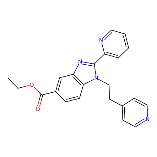 Ethyl 2-pyridin-2-yl-1-(2-pyridin-4-ylethyl)benzimidazole-5-carboxylate structure