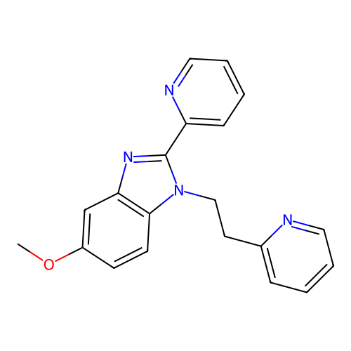 5-Methoxy-2-pyridin-2-yl-1-(2-pyridin-2-ylethyl)benzimidazole structure