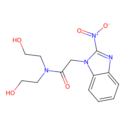 N,N-bis(2-hydroxyethyl)-2-(2-nitrobenzimidazol-1-yl)acetamide structure