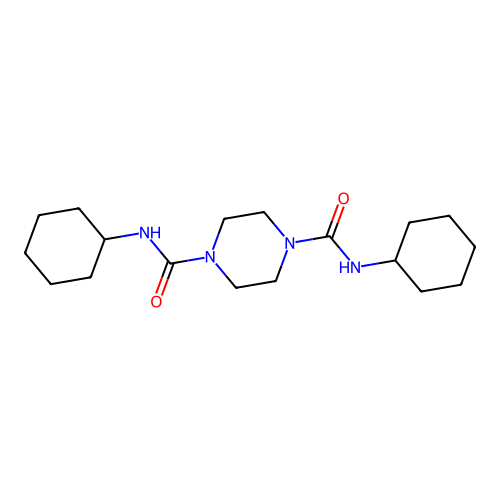 1-N,4-N-dicyclohexylpiperazine-1,4-dicarboxamide structure
