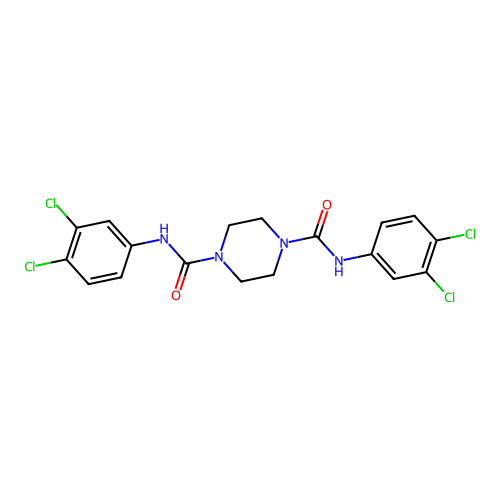 1-N,4-N-bis(3,4-dichlorophenyl)piperazine-1,4-dicarboxamide structure