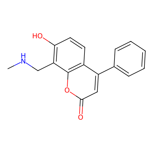 7-Hydroxy-8-(methylaminomethyl)-4-phenylchromen-2-one structure