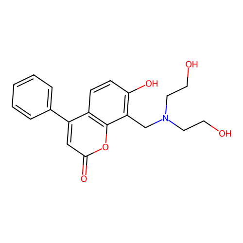 8-[[Bis(2-hydroxyethyl)amino]methyl]-7-hydroxy-4-phenylchromen-2-one structure