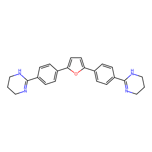 Pyrimidine, 2,2'-(2,5-furandiyldi-4,1-phenylene)bis[1,4,5,6-tetrahydro- structure