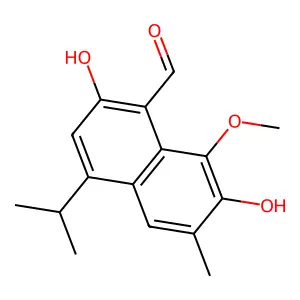 1-Naphthalenecarboxaldehyde, 2,7-dihydroxy-8-methoxy-6-methyl-4-(1-methylethyl)- structure