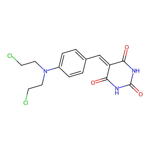 5-{4-[Bis(2-chloroethyl)amino]benzylidene}pyrimidine-2,4,6(1h,3h,5h)-trione structure