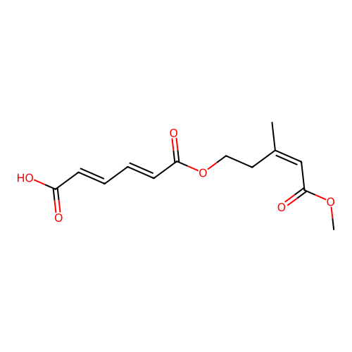 (2E,4E)-6-((Z)-5-Methoxy-3-methyl-5-oxopent-3-enoxy)-6-oxohexa-2,4-dienoic acid structure