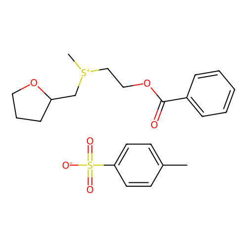 Sulfonium, (2-(benzoyloxy)ethyl)methyl((tetrahydro-2-furanyl)methyl)-, salt with 4-methylbenzenesulfonic acid (1:1) structure