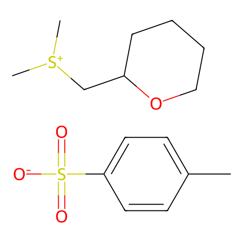 dimethyl(oxan-2-ylmethyl)sulfanium; 4-methylbenzenesulfonate structure