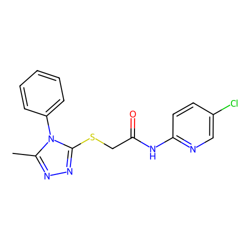 N-(5-chloropyridin-2-yl)-2-[(5-methyl-4-phenyl-1,2,4-triazol-3-yl)sulfanyl]acetamide structure